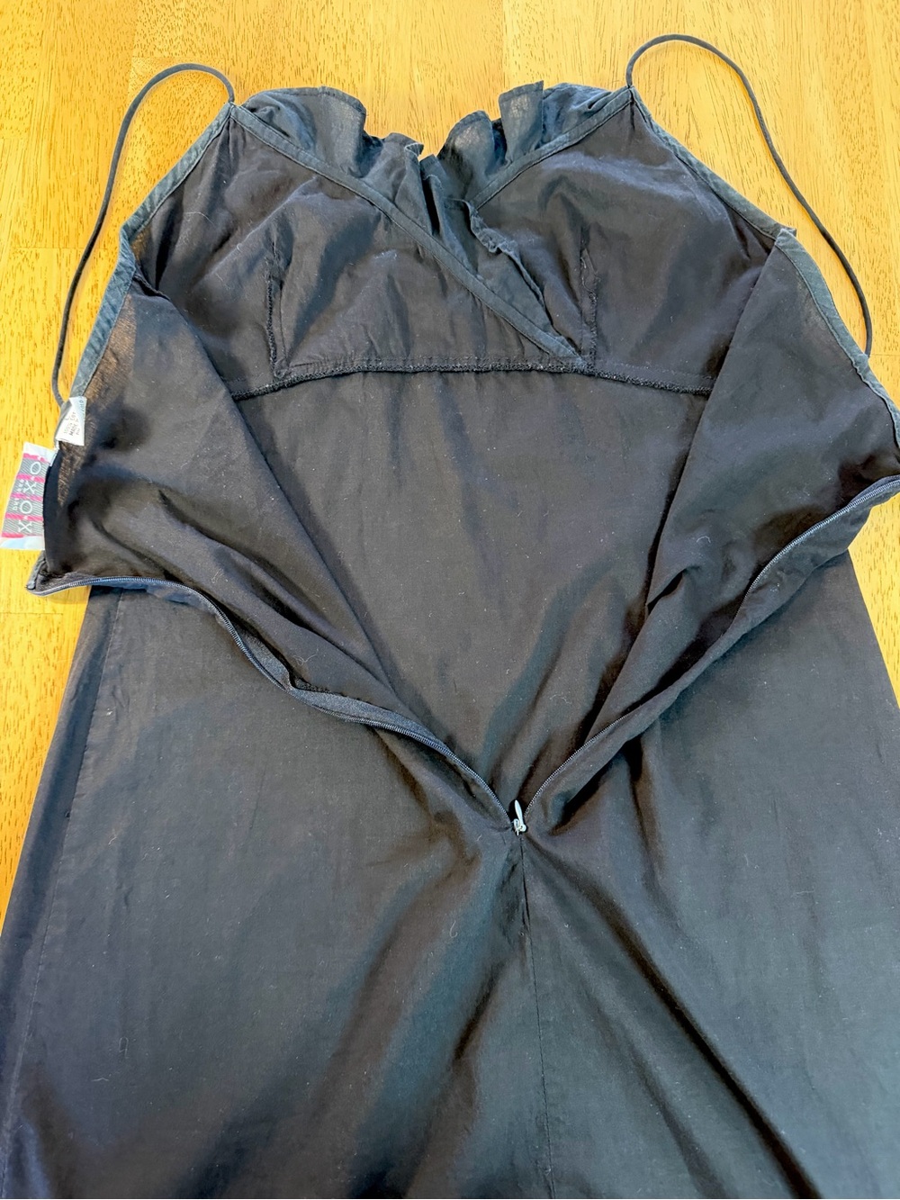 Vintage XOXO Slip Dress Cami-style Ruffle & Frill Hem Black SZ L Y2K/Whimsigoth - Picture 6 of 9